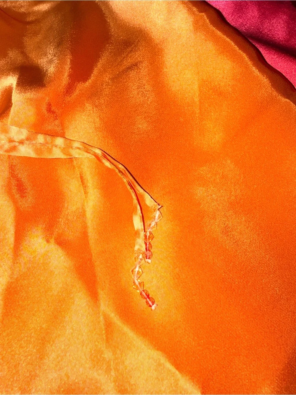 Valerie Stevens Orange & Hot Pink Satin Camisole and Pants Set